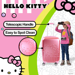 FUL Hello Kitty 21 Inch Carry On Luggage, Molded Hardshell Rolling Suitcase with Spinner Wheels, Pink Pink 21 Inch U1