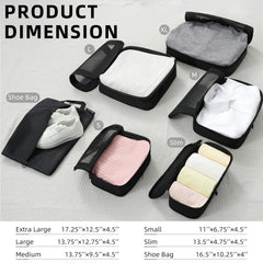 BAGAIL 4 Set/6 Set/8 Set Compression Packing Cubes Travel Accessories Expandable Packing Organizers (Square Mesh, 05-Jet Black) 05-Jet Black 10 inches x 7 inches x 2 inches U1