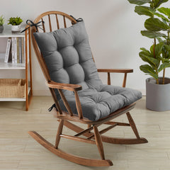 Sweet Home Collection Rocking Chair Cushion Premium Tufted Pads Non Skid Slip Backed Upper and Lower with Ties, 2 Piece Set, Gray Gray 2 Piece Set U2