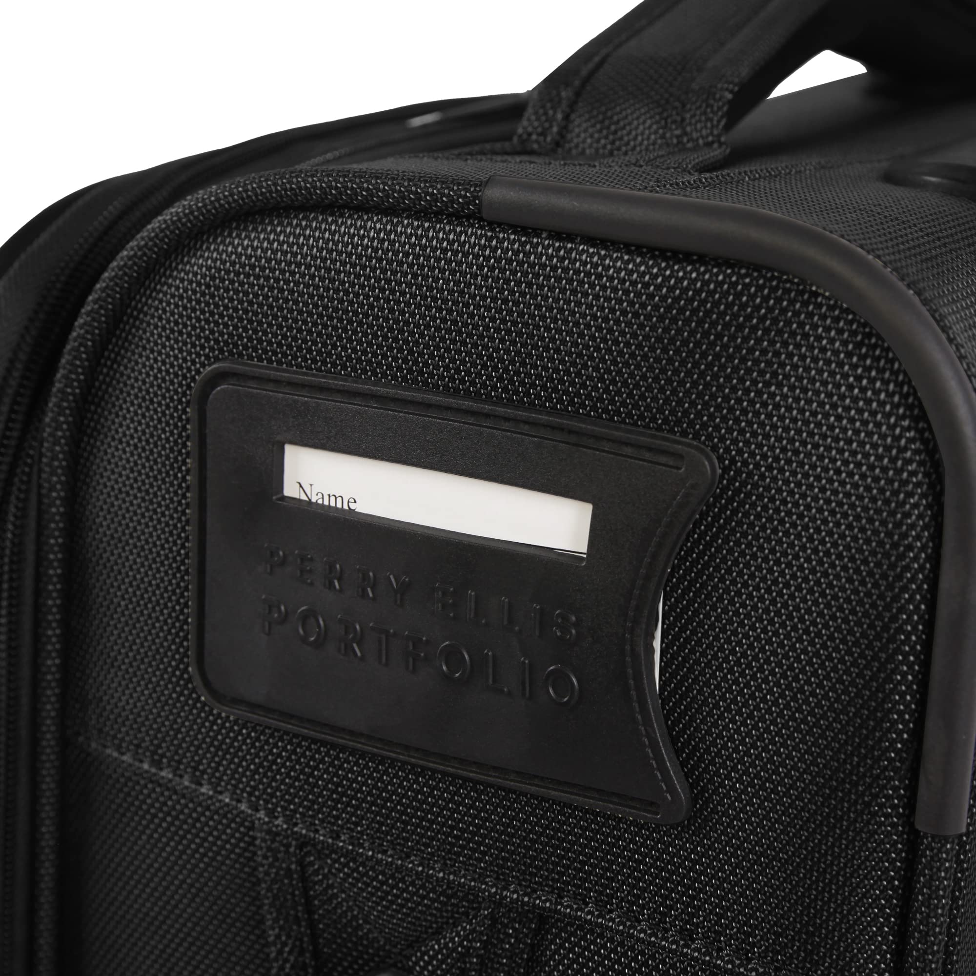 Perry Ellis Charleston Lightweight Spinner Carry-On Luggage, Black Black 13.5 x 10 x 22 inches U1