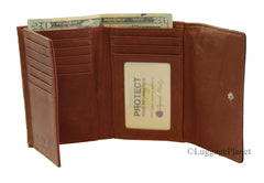 Osgoode Marley RFID Blocking Womens Leather Flap Wallet (Black w/Brandy Interior) Black w/ Brandy Interior  U1