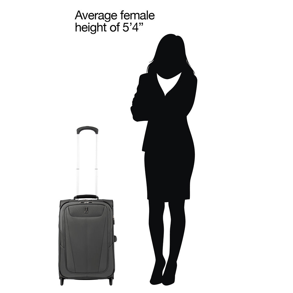 Travelpro Maxlite 5 Softside Expandable Upright 2 Wheel Luggage, Lightweight Suitcase, Men and Women Shadow Grey Carry On 22 Inch U12