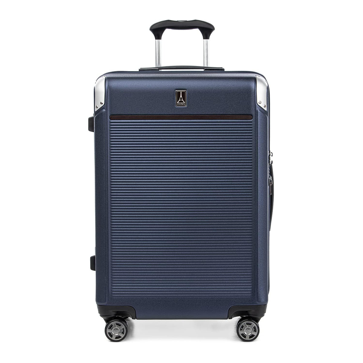 Travelpro Platinum Elite Hardside Expandable Spinner Wheel Luggage TSA Lock Hard Shell Polycarbonate Suitcase ( True Navy Blue , Checked- Medium 25-Inch ) True Navy Blue Checked Medium 25 Inch U1