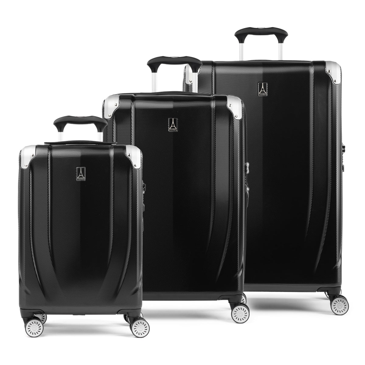 Travelpro Pathways 3 Hardside Expandable Luggage, 8 Spinner Wheels, Lightweight Hard Shell Suitcase ( Black Knight , 3 Piece Set (21/25/28) ) Black Knight 3 Piece Set 21 25 28 U1