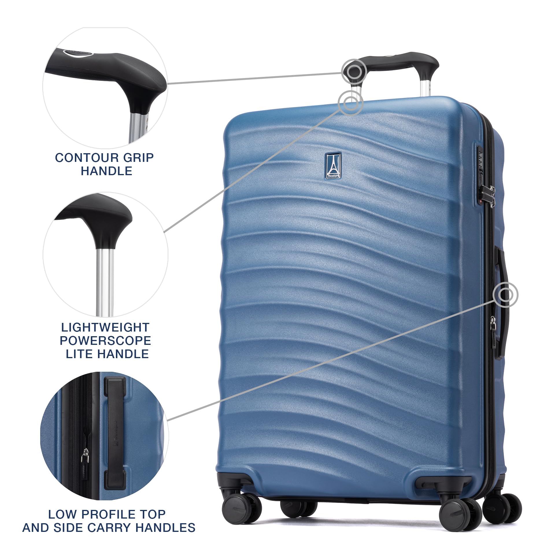 Travelpro Maxlite Air V2 Hardside Expandable Luggage, 8 Spinner Wheels, Lightweight Hard Shell Suitcase, TSA lock ( Ensign Blue , Checked Medium 25-Inch ) Ensign Blue Checked Medium 25 Inch U4