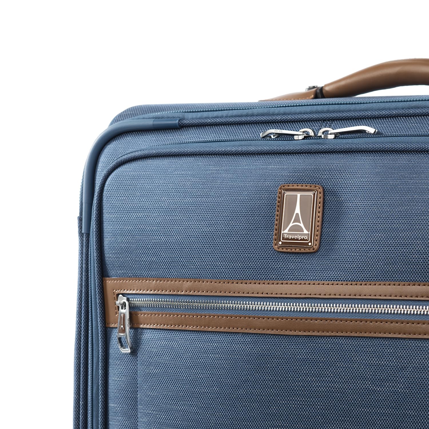 Travelpro Platinum Elite Softside Expandable Checked Luggage, 8 Wheel Spinner Large Suitcase, TSA Lock, Men and Women ( Coastal Blue , Checked-Medium 25-Inch ) Coastal Blue Checked Medium 25 Inch U1
