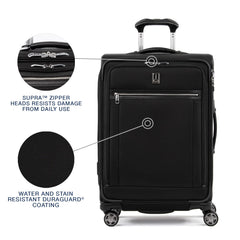 Travelpro Platinum Elite Softside Expandable Checked Luggage, 8 Wheel Spinner Large Suitcase, TSA Lock, Men and Women ( Shadow Black , Checked-Medium 25-Inch ) Shadow Black Checked Medium 25 Inch U10