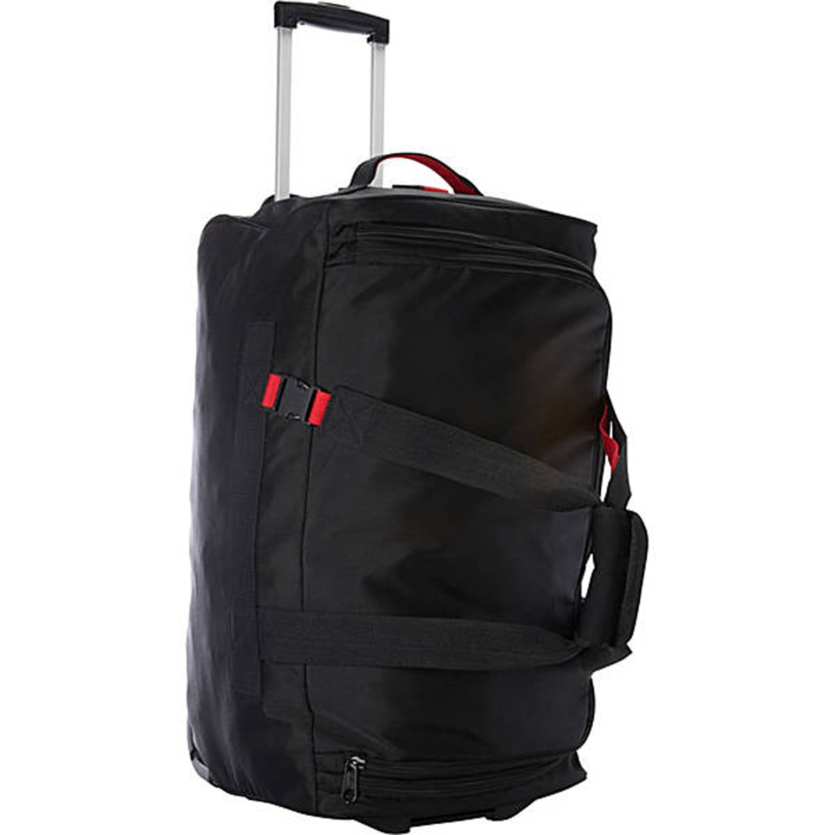 A.SAKS Luggage Lightweight Rolling Trolley Duffel with Wheels ( Black/Red , One Size ) Black/Red One Size U6