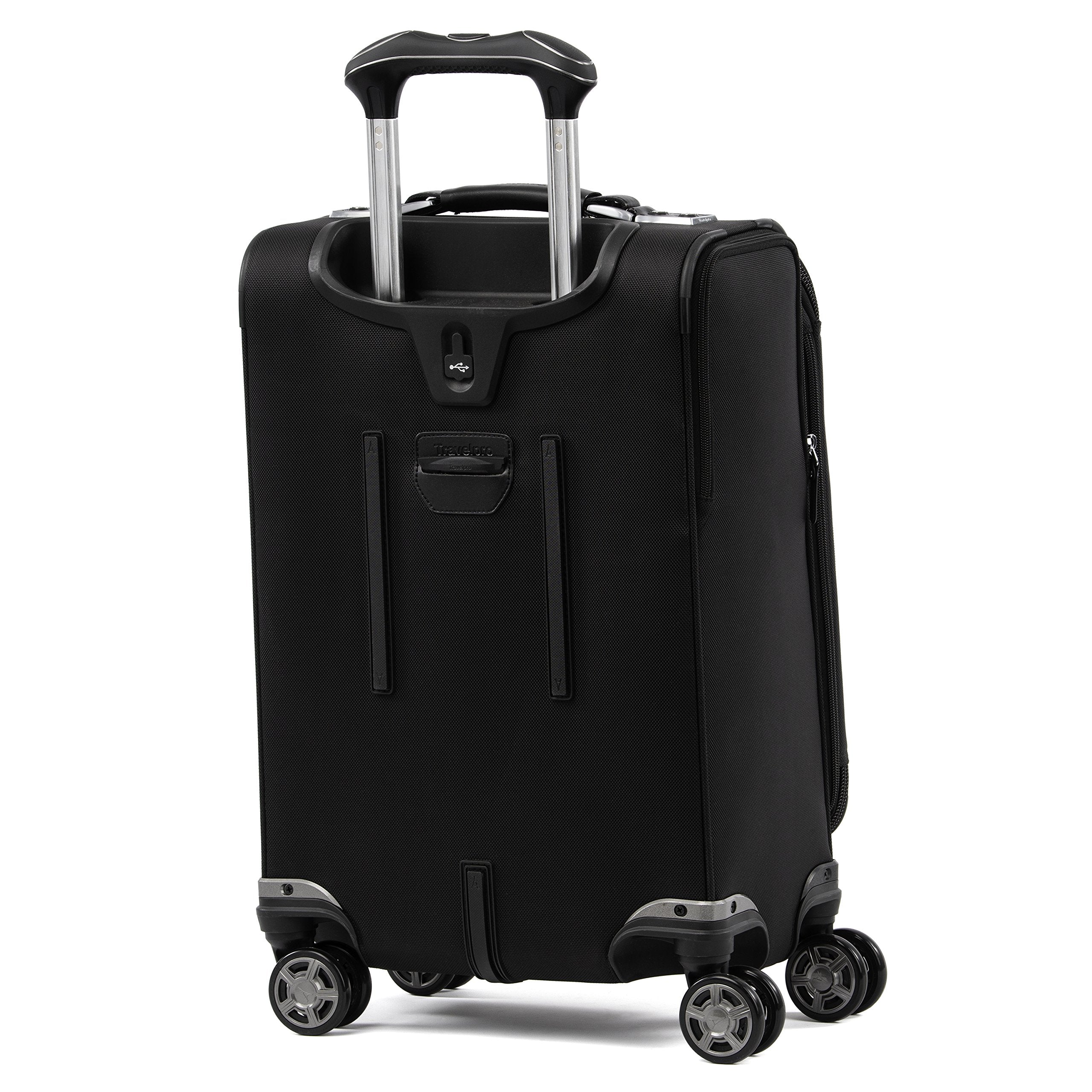 Travelpro Platinum Elite Softside Expandable Luggage, 8 Wheel Spinner Suitcase, USB Port, Fits up to 15" Laptop, Men and Women, Business Plus ( Shadow Black , Carry-On 20-Inch ) Shadow Black Carry On 20 Inch U4