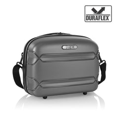 Heys Milos Beauty Case Hardside Lightweight and Crafted with Durable Duraflex, Textured Shell and Metallic Colors, Trolly Sleeve, Adjustable Shoulder Strap, Organize Makeup or Toiletries, Navy ( Grey , Beauty Case ) Grey Beauty Case U1