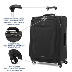 Travelpro Maxlite 5 Softside Expandable Luggage with 4 Spinner Wheels, Lightweight Suitcase, Men and Women Black Checked Medium 25 Inch U21
