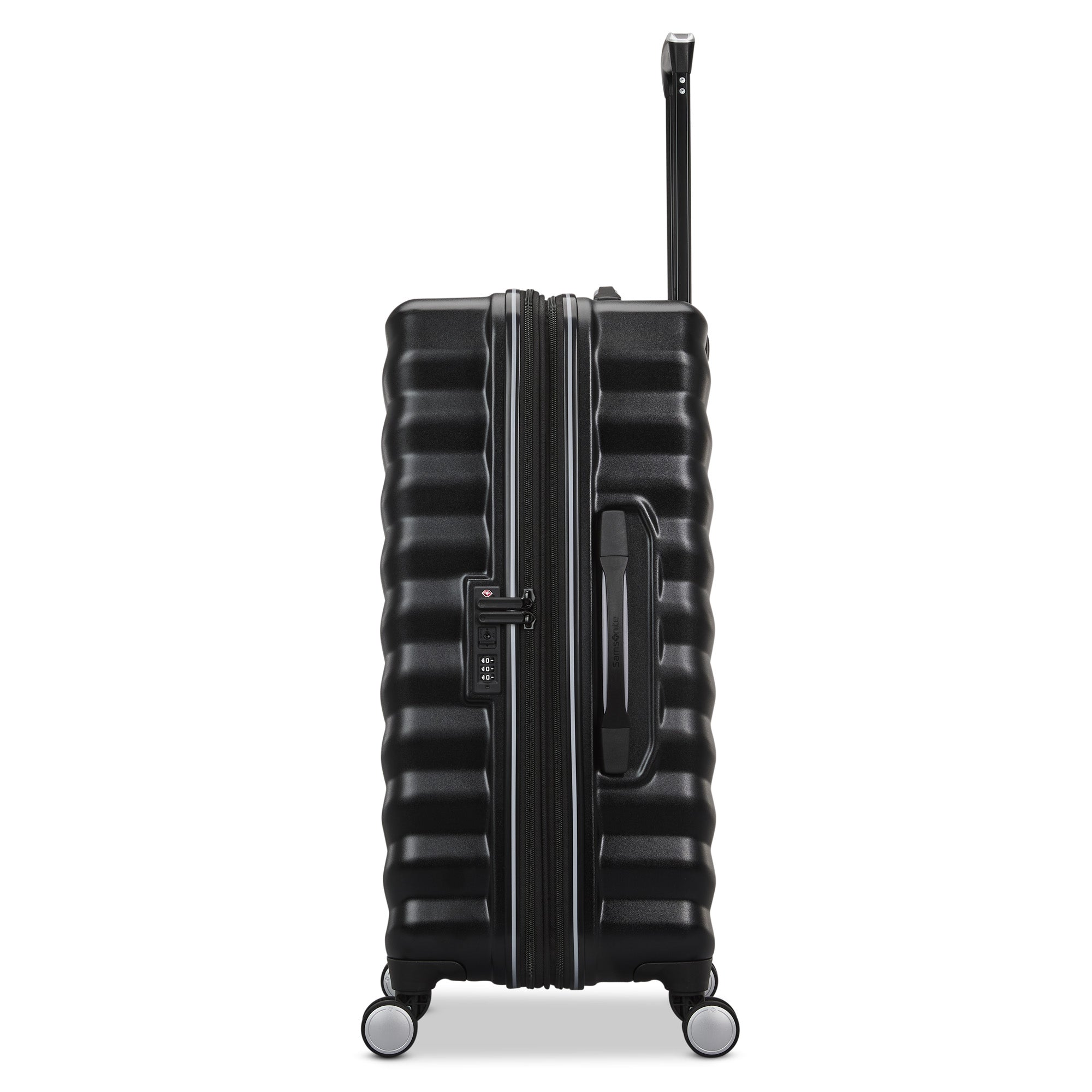 Samsonite Hard-Sided 24-Inch Lightweight Checked Medium Expandable Element Suitcase: Durable, 360 Spinner Wheels, Adjustable Telescopic Handle, TSA-Approved Lock ( Alpine Black , 24-Inch Checked-Medium ) Alpine Black 24 Inch Checked Medium U2