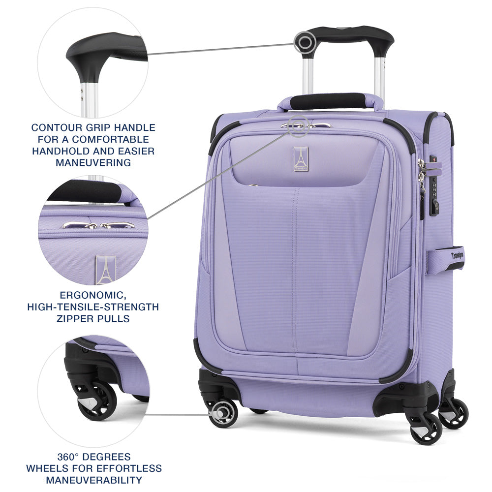 Travelpro Maxlite 5 Softside Expandable Luggage with 4 Spinner Wheels, Lightweight Suitcase, Men and Women ( Violet , Carry-on 19-Inch ) Violet Carry On 19 Inch U2