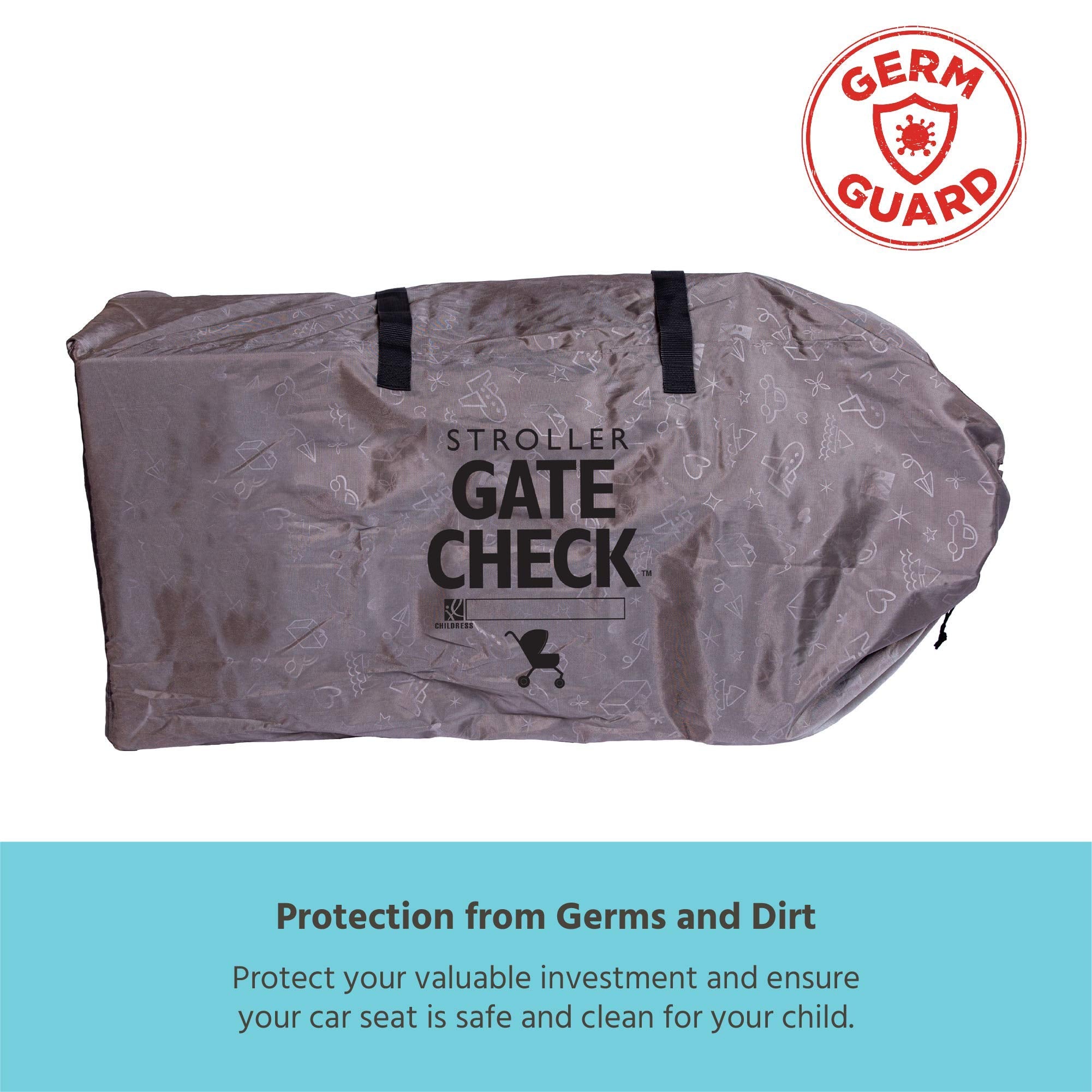 J.L. Childress DELUXE Gate Check Bag for Single & Double Strollers - Premium Heavy-Duty Durable Air Travel Bag, Adjustable Shoulder Straps - Fits Most Single & Double Strollers, Grey ( Grey ) Grey  U1