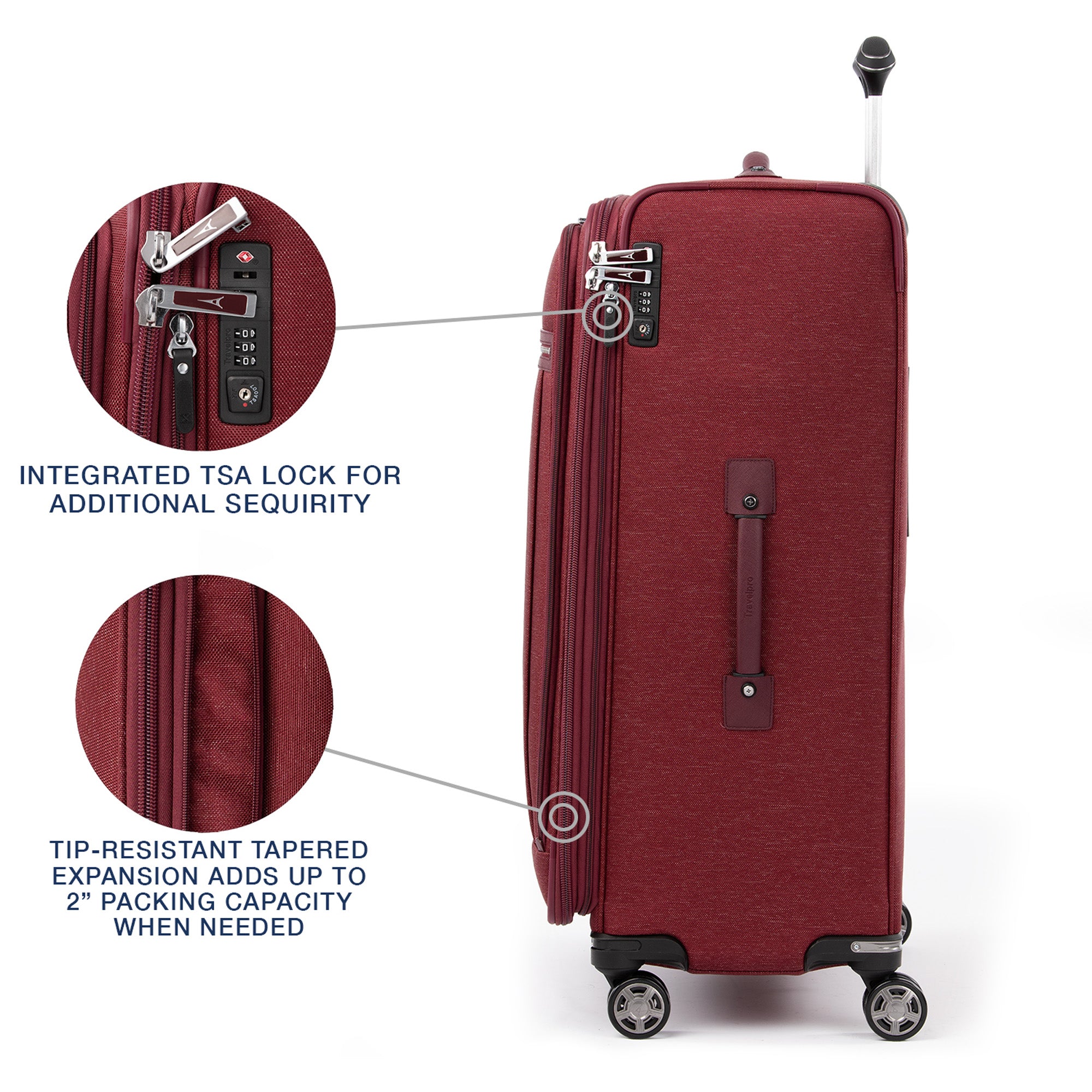 Travelpro Platinum Elite Softside Expandable Checked Luggage, 8 Wheel Spinner Large Suitcase, TSA Lock, Men and Women, Checked Large 29-Inch ( Bordeaux Red , Checked-Large 29-Inch ) Bordeaux Red Checked Large 29 Inch U7