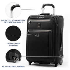 Travelpro Platinum Elite Softside Expandable Luggage, 2 Wheel Upright Suitcase, USB Port, Men and Women ( Shadow Black , Carry On 22 Inch ) Shadow Black Carry On 22 Inch U3