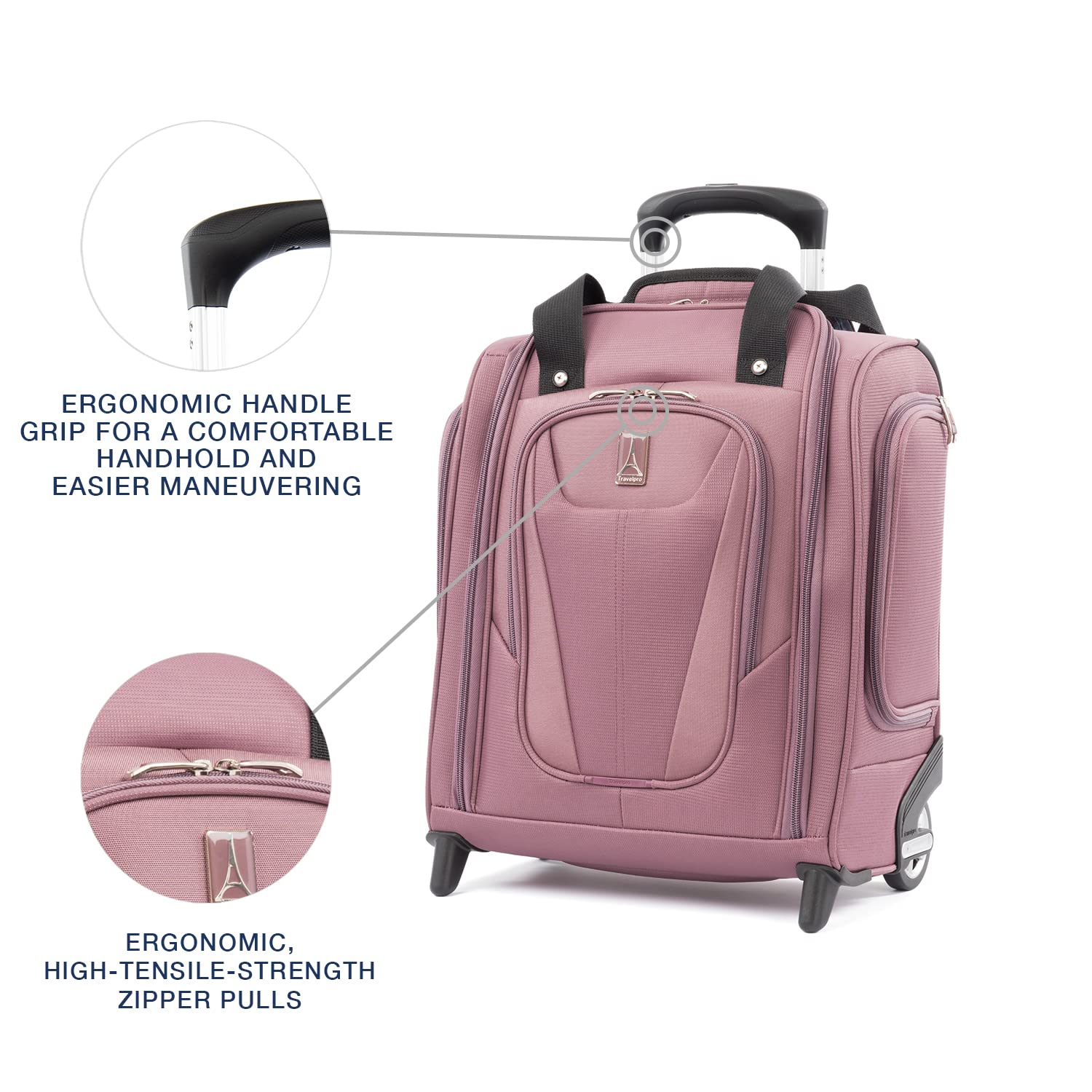 Travelpro Luggage Maxlite 5 Softside Lightweight Rolling Underseat Compact Carry on Upright 2 Wheel Bag, Men and Women ( Dusty Rose Pink , 15-Inch ) Dusty Rose Pink 15 Inch U9