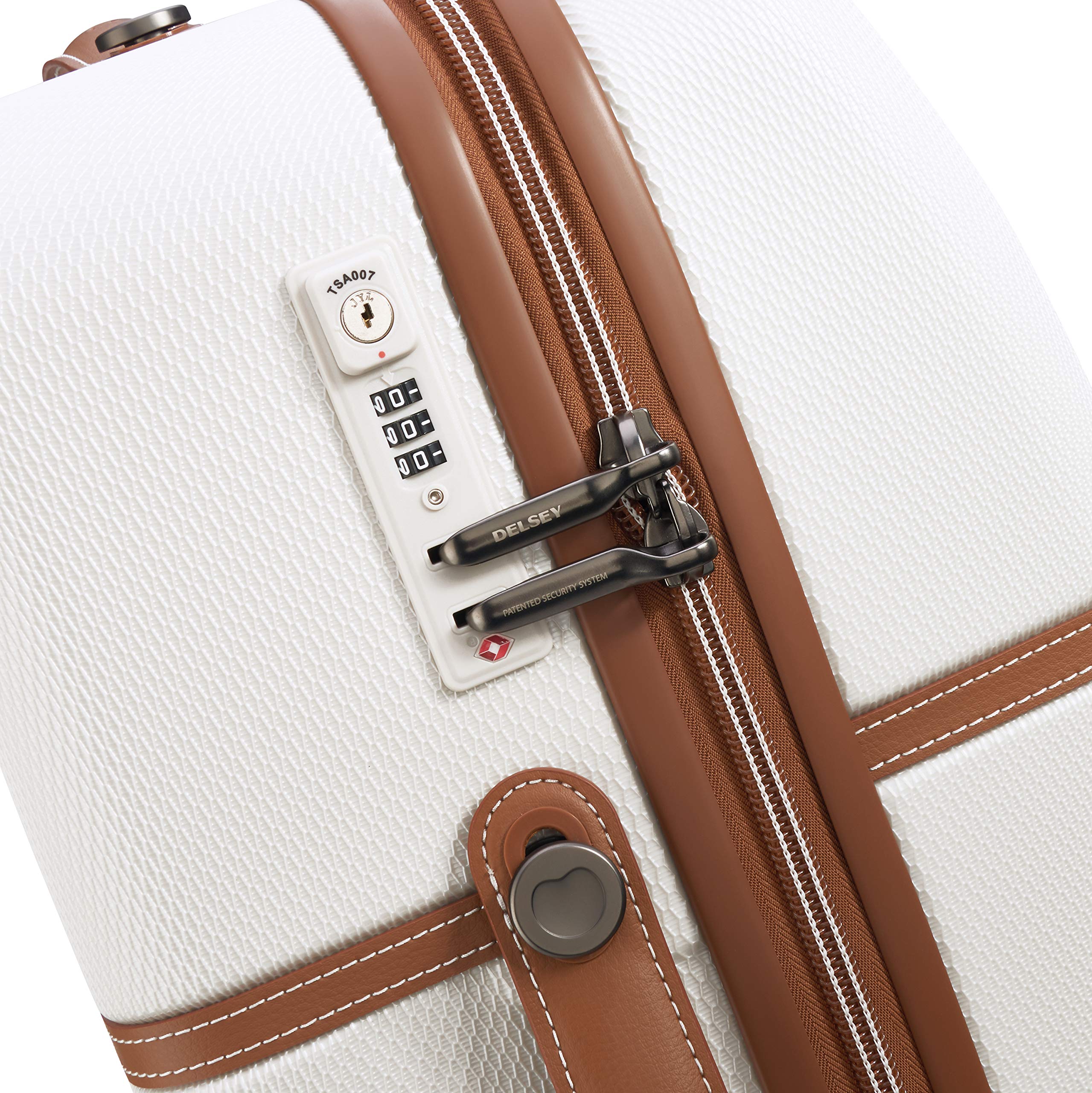 DELSEY Paris Chatelet Hardside Luggage with Spinner Wheels ( Champagne White , Checked-Large 28 Inch ) Champagne White Checked Large 28 Inch U3