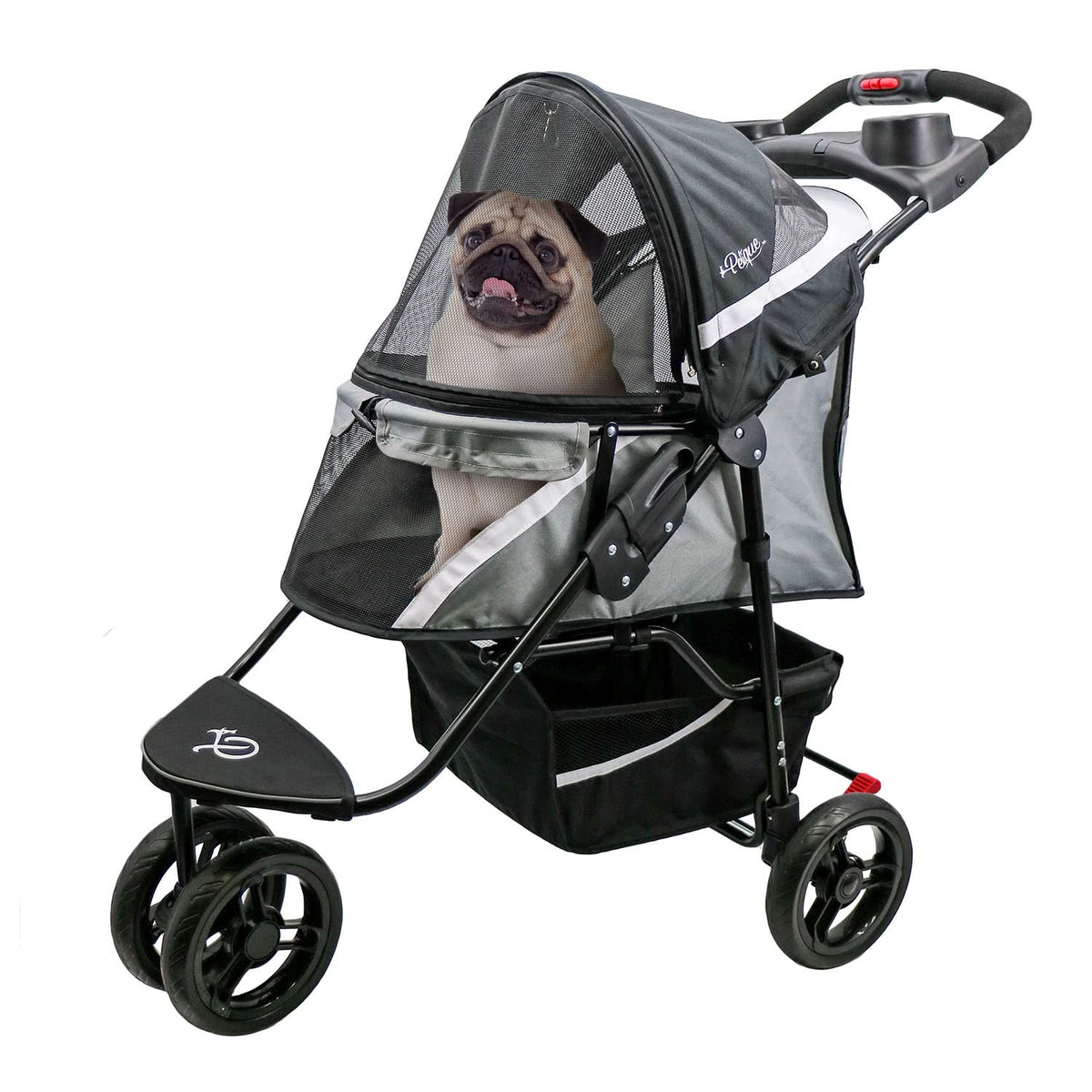 Petique Revolutionary Stroller, Dog Cart for Small to Medium Size Pets, Ventilated Pet Jogger for Cats & Dogs ( Gray , One Size ) Gray One Size U1