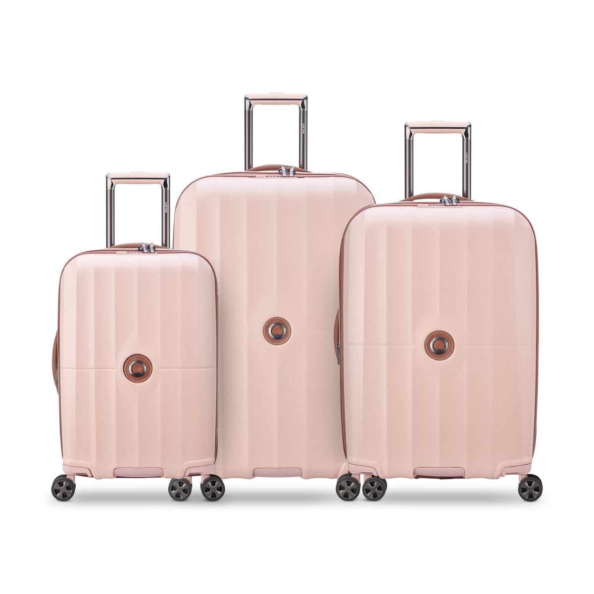 DELSEY Paris Carrousel Hardside Expandable Luggage with Spinner Wheels Pink 3 Piece Set 21 24 28 U1