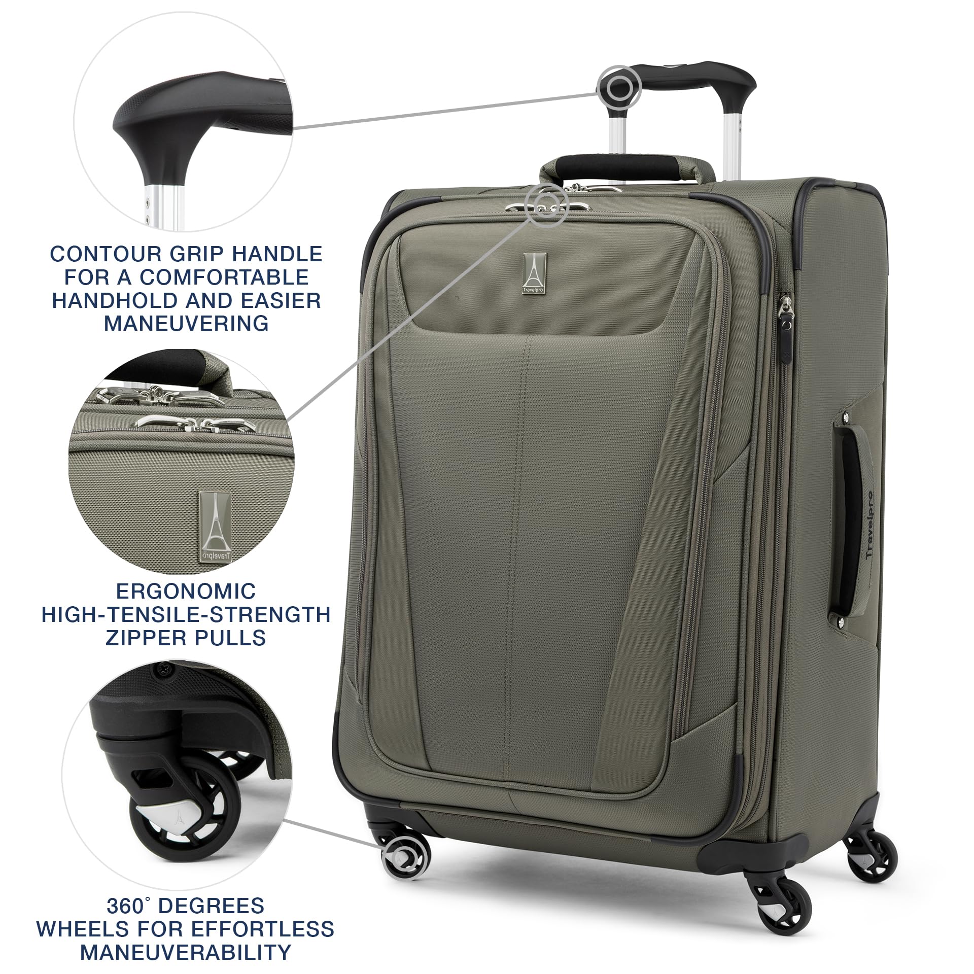 Travelpro Maxlite 5 Softside Expandable Luggage with 4 Spinner Wheels, Lightweight Suitcase, Men and Women ( Slate Green , Checked-Medium 25-Inch ) Slate Green Checked Medium 25 Inch U8