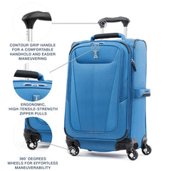Travelpro Maxlite 5 Softside Expandable Luggage with 4 Spinner Wheels, Lightweight Suitcase, Men and Women ( Azure Blue , Carry-on 21-Inch ) Azure Blue Carry On 21 Inch U1