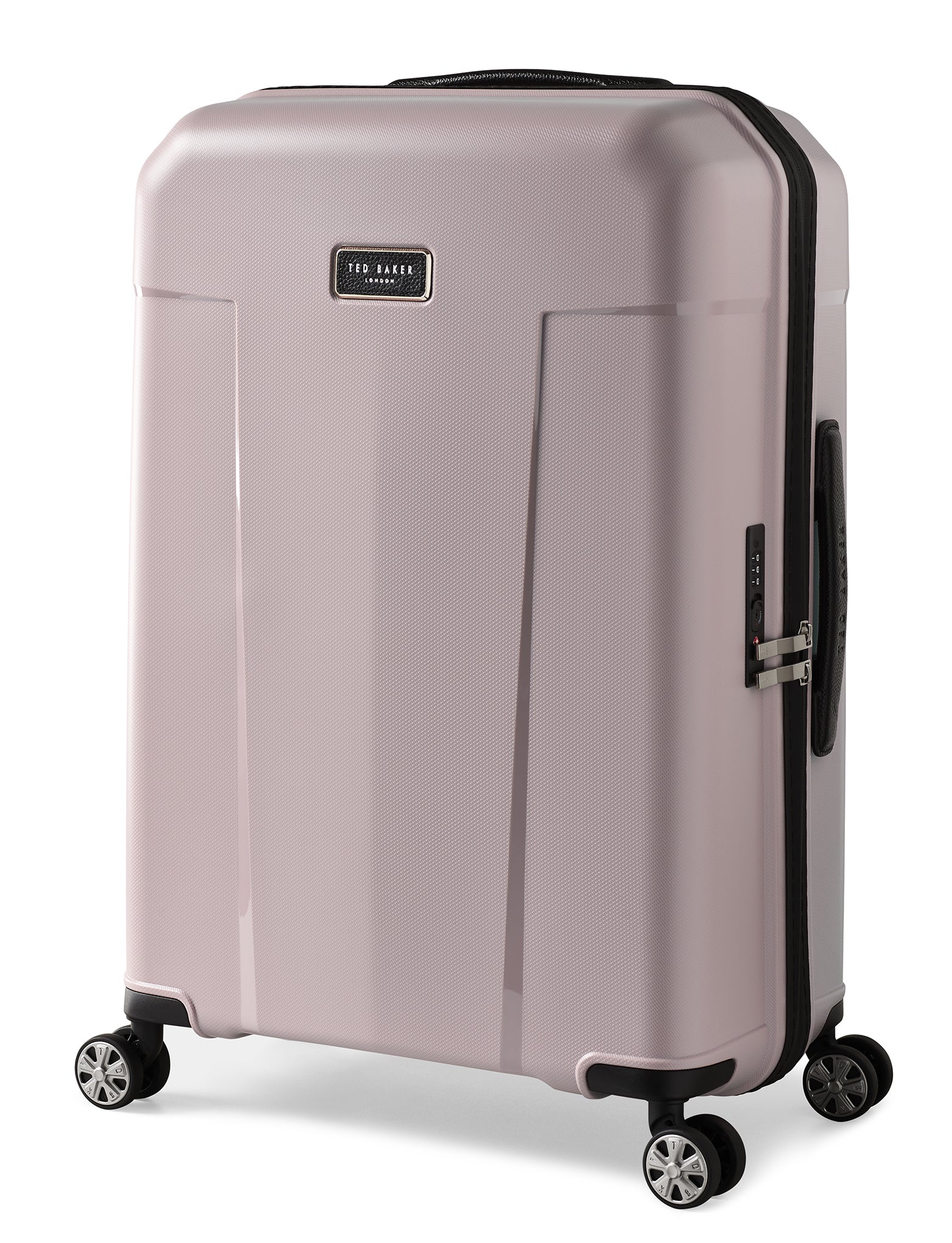 Ted Baker Flying Colours Hardside Trolley 4 Wheel Spinner, TSA Lock, Lightweight Suitcase, Men and Women Blush Pink 25 Inch Checked Medium U1