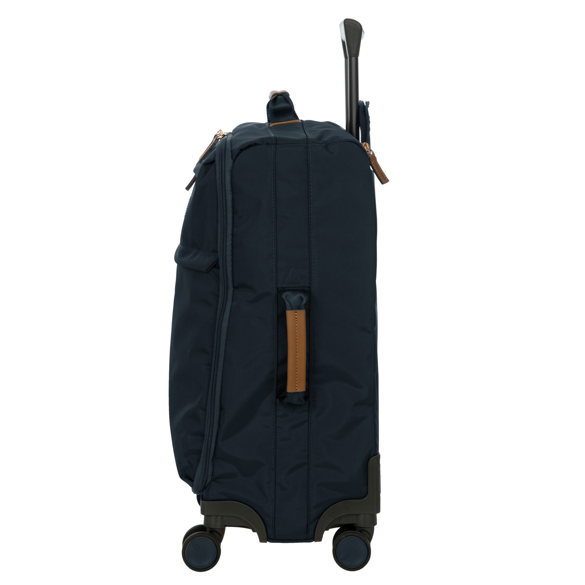 Bric's X-Travel 21 Carry-On Spinner Luxury Softside Luggage with 360 Wheels, Recycled Water-Resistant Fabric, Interior Pockets, and Leather Details ( Navy , One Size ) Navy One Size U2