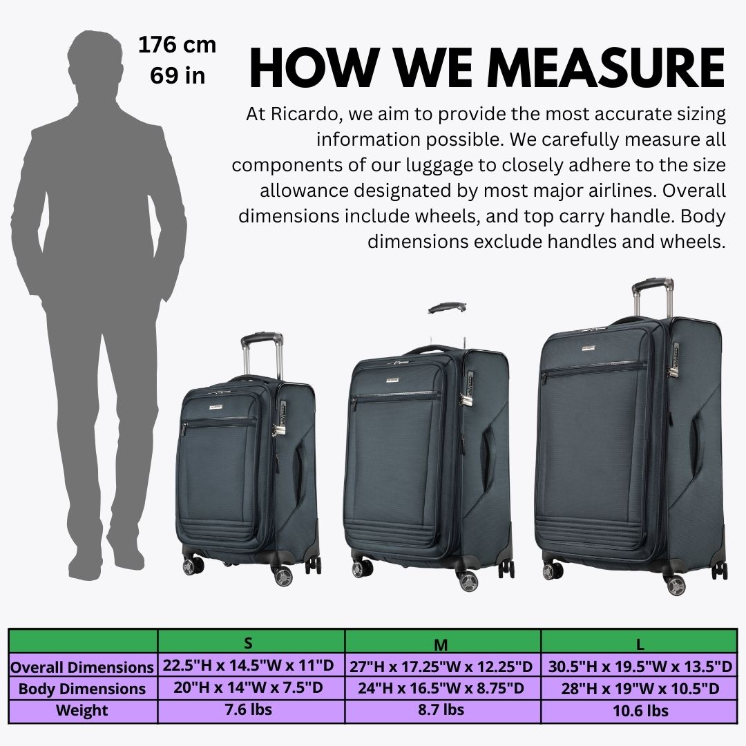 Ricardo Beverly Hills Avalon Softside Luggage Made with Sustainable 100% Recycled PET (rPET), Lightweight, Eco-Friendly Travel, Expandable, Dual Spinner Wheels ( Storm Blue , 20-inch ) Storm Blue 20 Inch U1