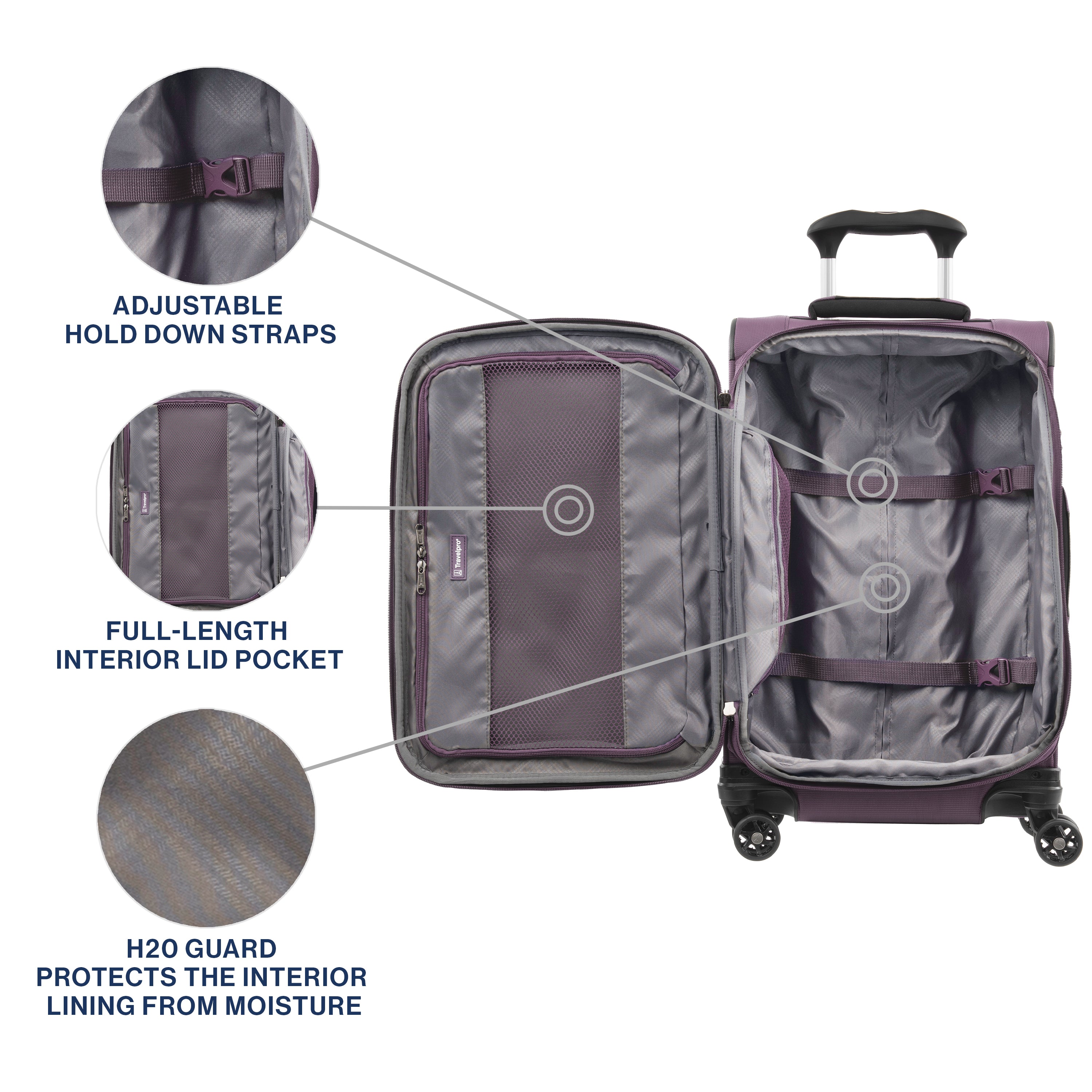 Travelpro Tourlite Softside Expandable Luggage with 4 Spinner Wheels, Lightweight Suitcase, Men and Women ( Deep Purple , Carry-On 21-Inch ) Deep Purple Carry On 21 Inch U4