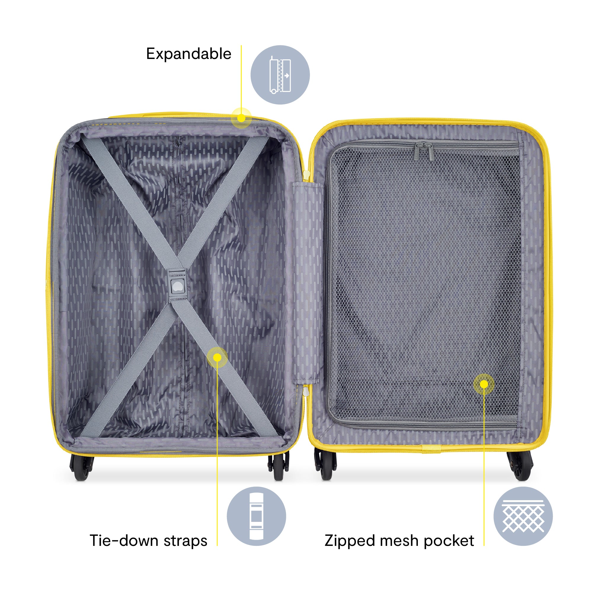 Delsey Paris Christine Hardside Expandable Luggage with Spinner Wheels ( White with Yellow Trim , Carry On 20 Inch ) White with Yellow Trim Carry On 20 Inch U2