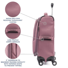 Travelpro Maxlite 5 Softside Expandable Luggage with 4 Spinner Wheels, Lightweight Suitcase, Men and Women Dusty Rose Pink Carry On 19 Inch U1