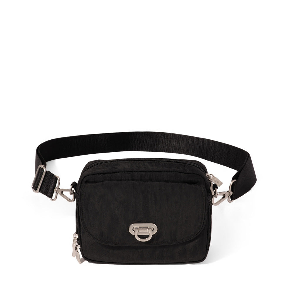 Baggallini Coastal Flip Lock Camera Bag Crossbody ( Black , One Size ) Black One Size U1