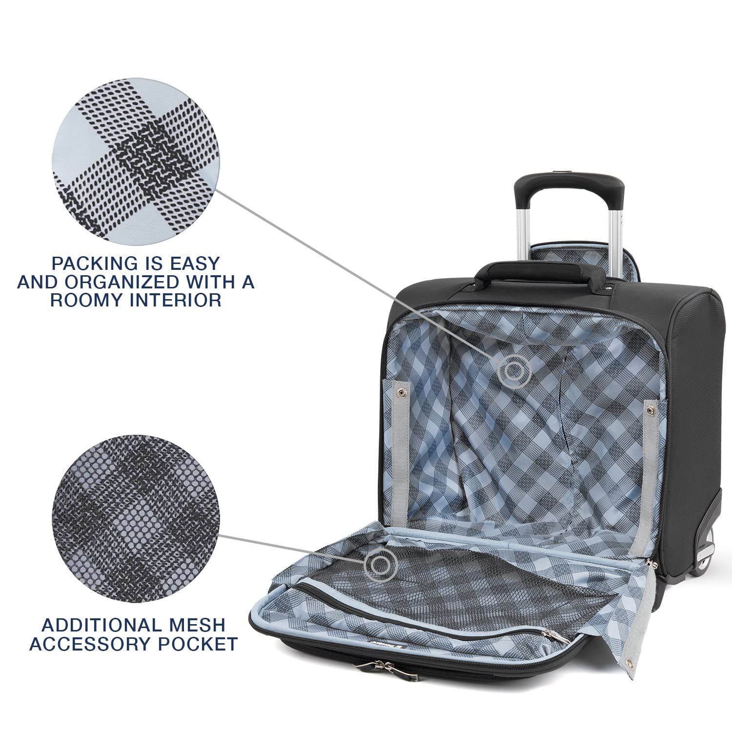 Travelpro Maxlite 5 Softside Lightweight Rolling Underseat Tote Upright 2 Wheel Bag, Men and Women Black 16 Inch U21