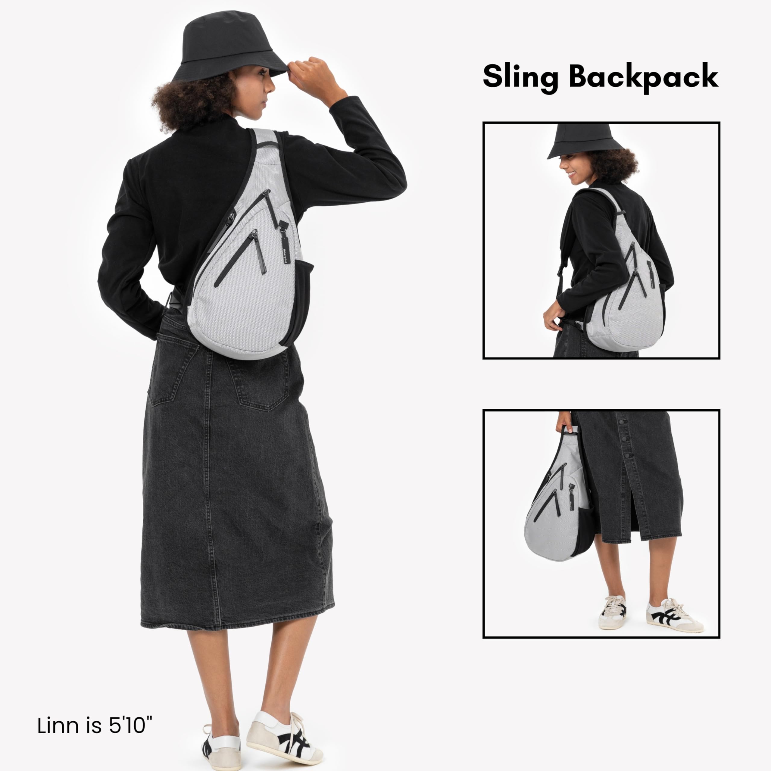 Sherpani Esprit, Anti Theft Sling Bag, Sling Backpack, 10L Travel Bag, Crossbody Backpack, Travel Gift for Women, Fits 10 Inch Tablet ( Sterling , One Size ) Sterling One Size U1