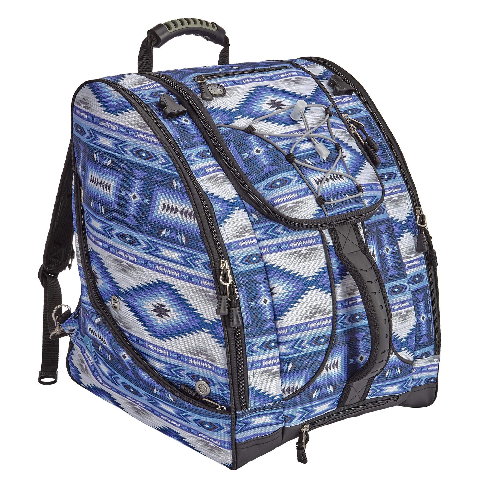 Athalon Everything Ski Boot Bag and Backpack Plus– Ski - Snowboard – Holds Everything – (Ski Boots, Helmet, Goggles, Gloves) ( Indigo/Aztec , One Size ) Indigo/Aztec One Size U2