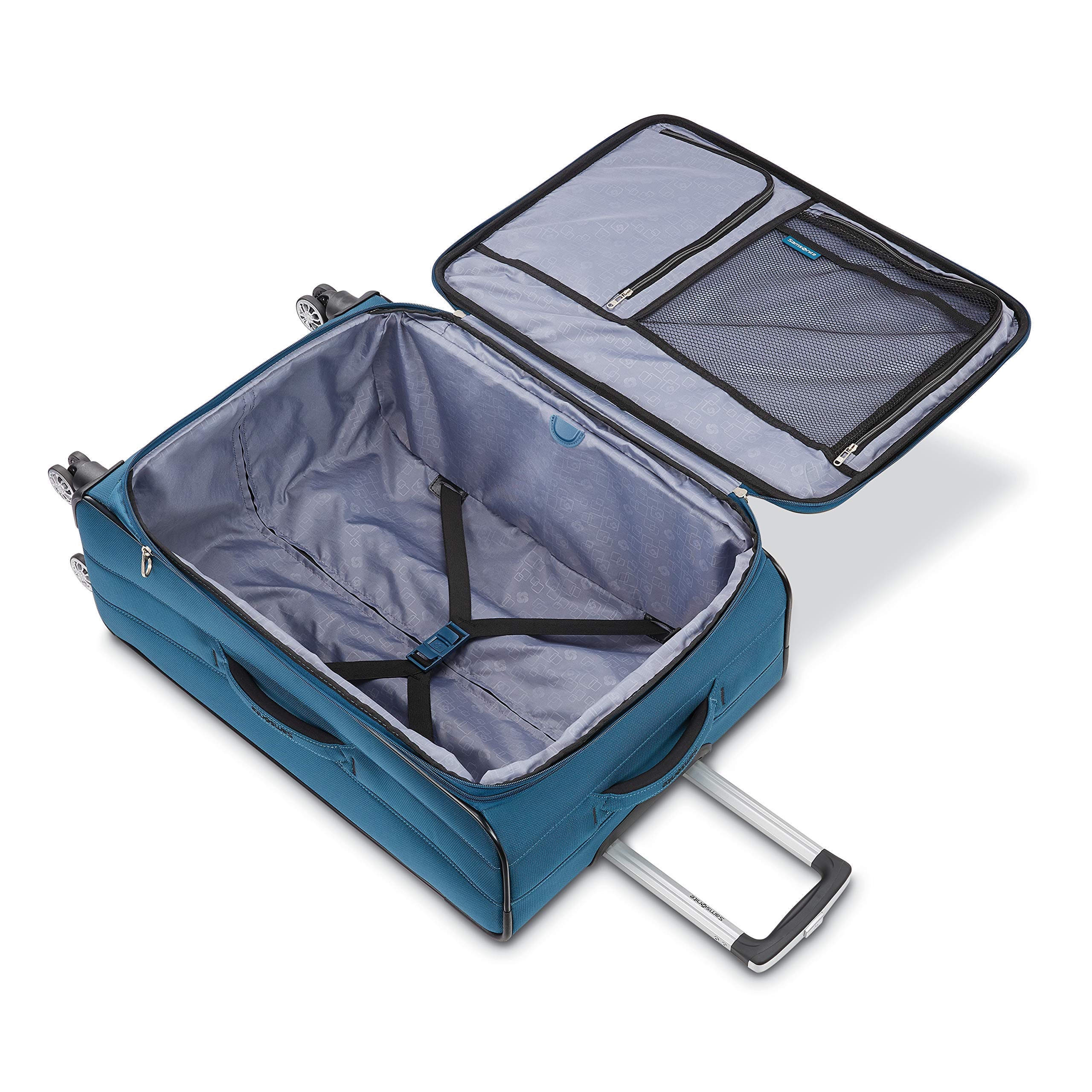 Samsonite Ascella X Softside Expandable Luggage with Spinner Wheels ( Teal , Checked-Medium 25-Inch ) Teal Checked Medium 25 Inch U1