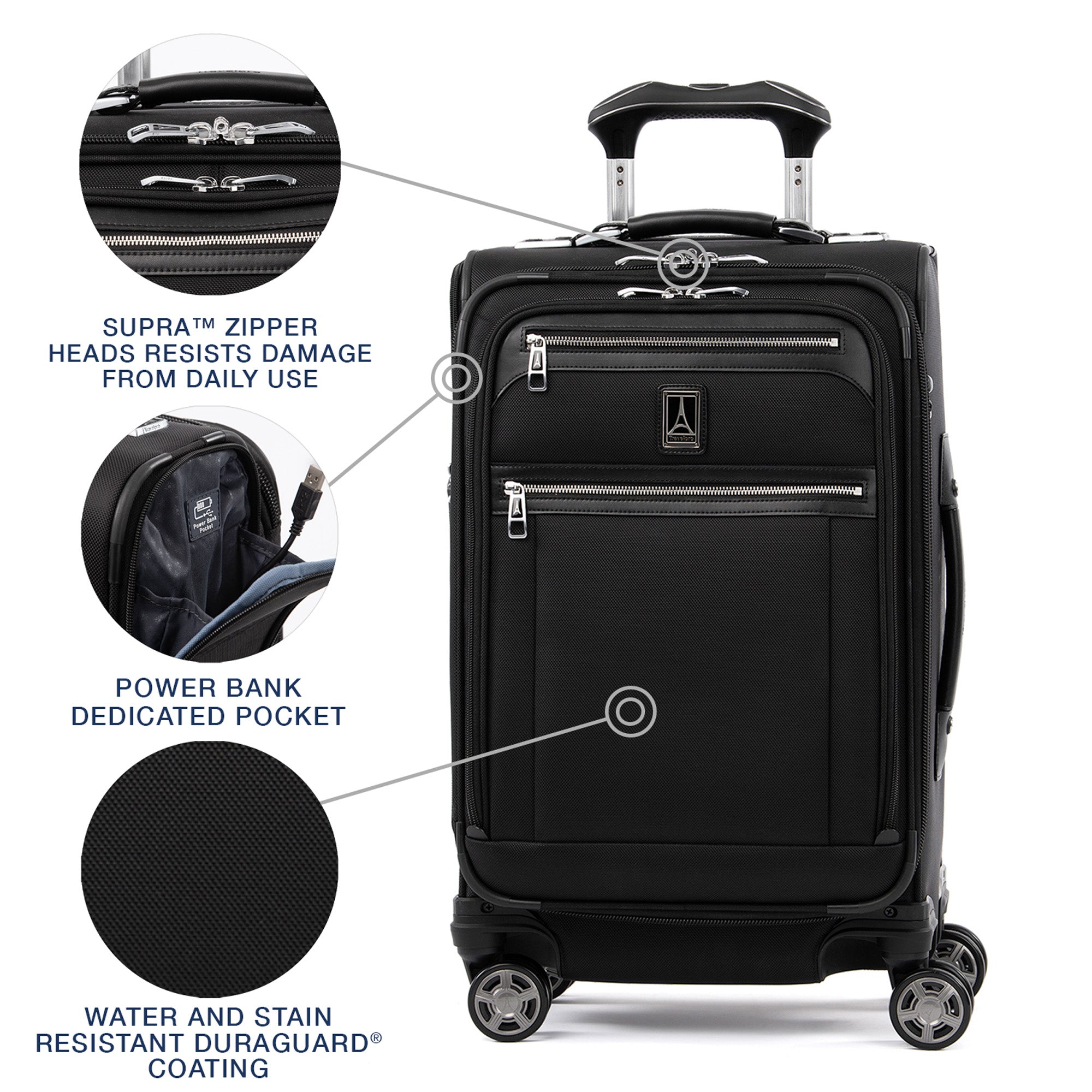 Travelpro Platinum Elite Softside Expandable Carry on Luggage, 8 Wheel Spinner Suitcase, USB Port, Suiter, Men and Women, Carry On 21-Inch ( Shadow Black , Carry-On 21-Inch ) Shadow Black Carry On 21 Inch U35