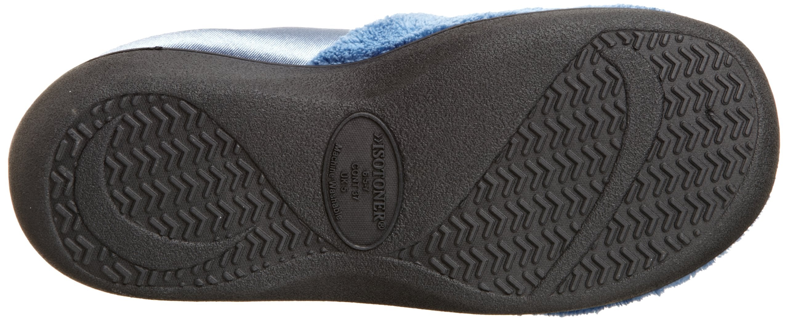 Isotoner Women's Microterry PillowStep Satin Cuff Clog Slippers Denim Medium 7 5 8 B M US U2