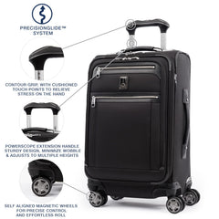 Travelpro Platinum Elite Softside Expandable Checked Luggage, 8 Wheel Spinner Large Suitcase, TSA Lock, Men and Women ( Shadow Black , Carry-On 21-Inch ) Shadow Black Carry On 21 Inch U29