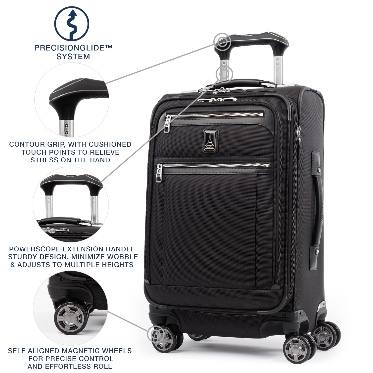 Travelpro Platinum Elite Softside Expandable Checked Luggage, 8 Wheel Spinner Large Suitcase, TSA Lock, Men and Women ( Shadow Black , Carry-On 21-Inch ) Shadow Black Carry On 21 Inch U26