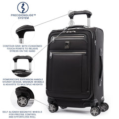 Travelpro Platinum Elite Softside Expandable Checked Luggage, 8 Wheel Spinner Large Suitcase, TSA Lock, Men and Women ( Shadow Black , Carry-On 21-Inch ) Shadow Black Carry On 21 Inch U23
