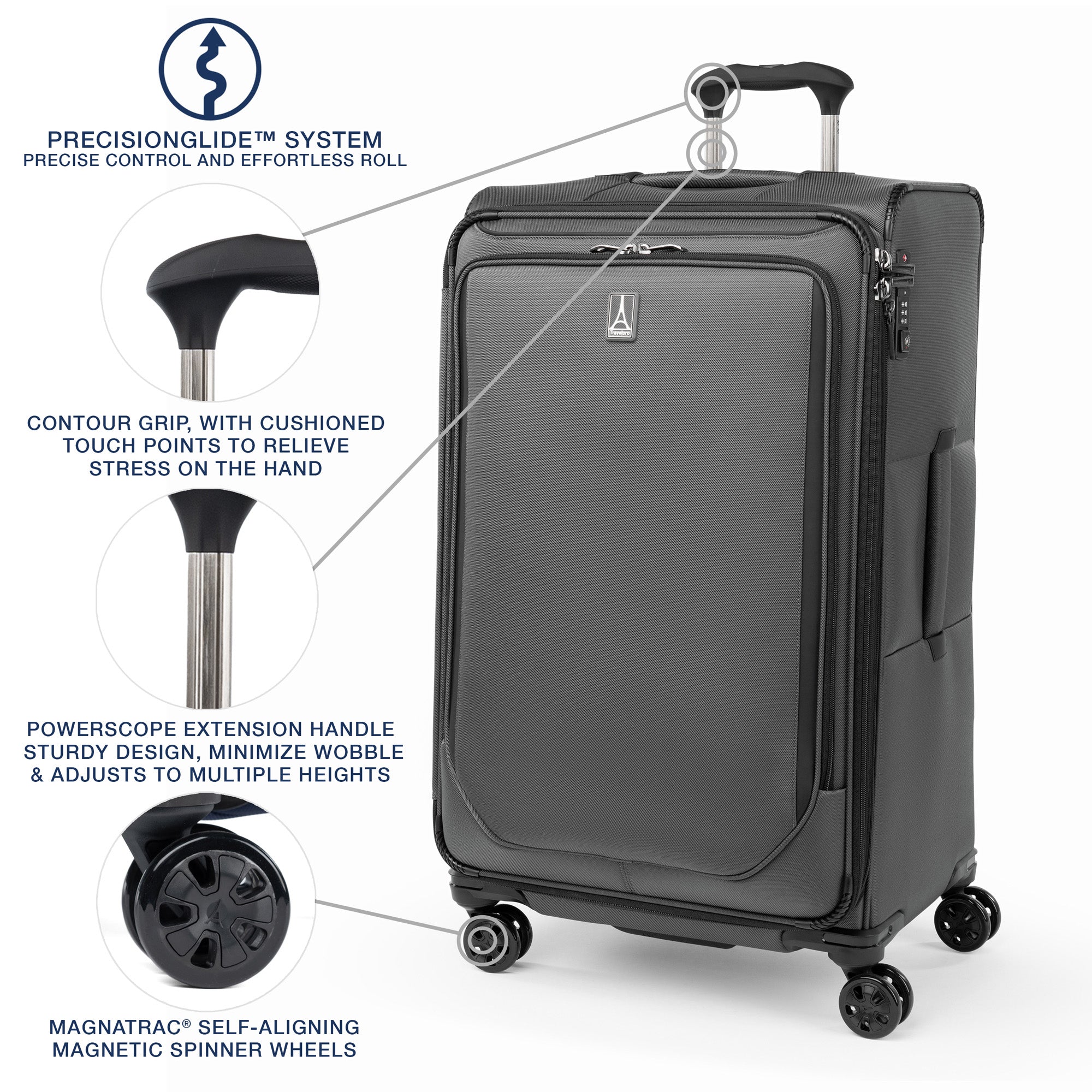Travelpro Crew Classic Lightweight Softside Expandable Luggage, 2 Wheel Upright Rollaboard Suitcase, Men and Women ( Titanium Grey , Checked Large 29-Inch ) Titanium Grey Checked Large 29 Inch U4