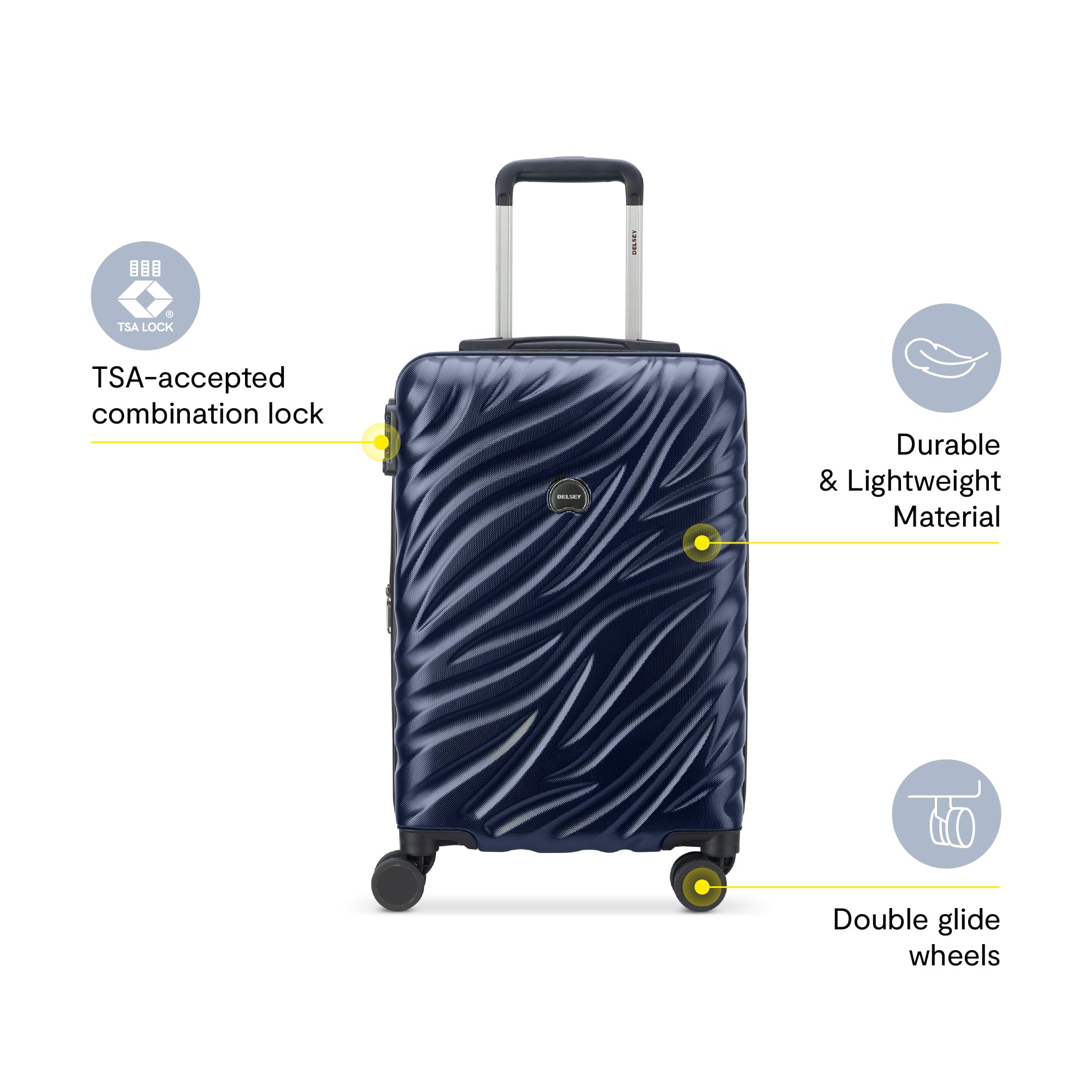 Delsey Alexis Lightweight Luggage, 4-Wheel Spinners Hardshell Suitcase, Expandable with TSA Lock  ( Navy , Carry-On 21-Inch ) Navy Carry On 21 Inch U10