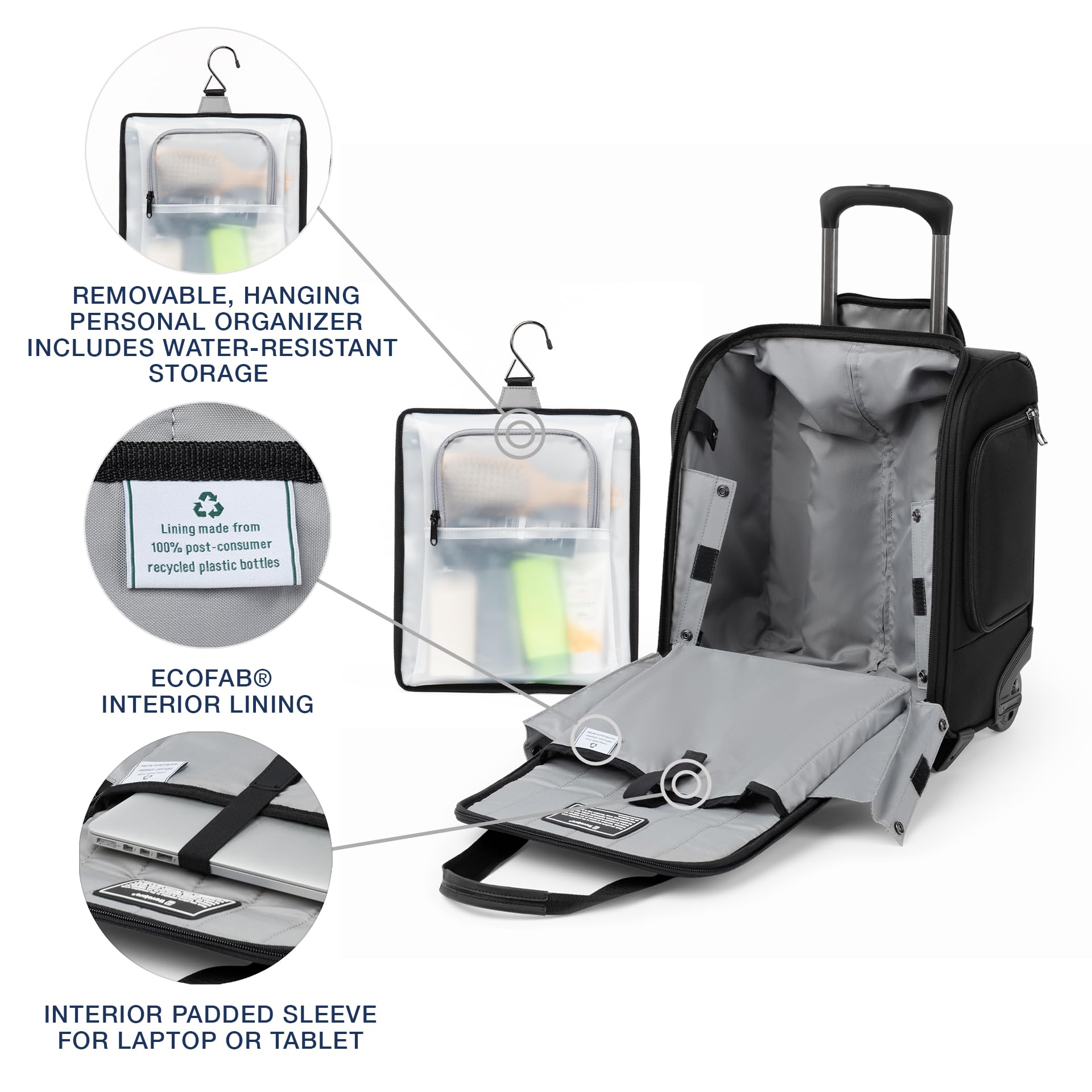 Travelpro Crew Classic Lightweight Softside Luggage, Rolling Underseat Carry on Bag, 14" Laptop or Tablet Sleeve, Men and Women, 17-Inch ( Black , 17-Inch ) Black 17 Inch U1