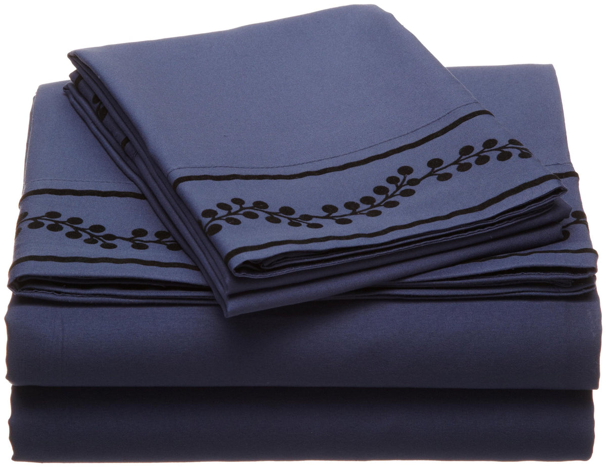 Cathay Home Fashions Luxury Silky Soft Berries Flock Microfiber Full Sheet Set, Sage Sage Full U1