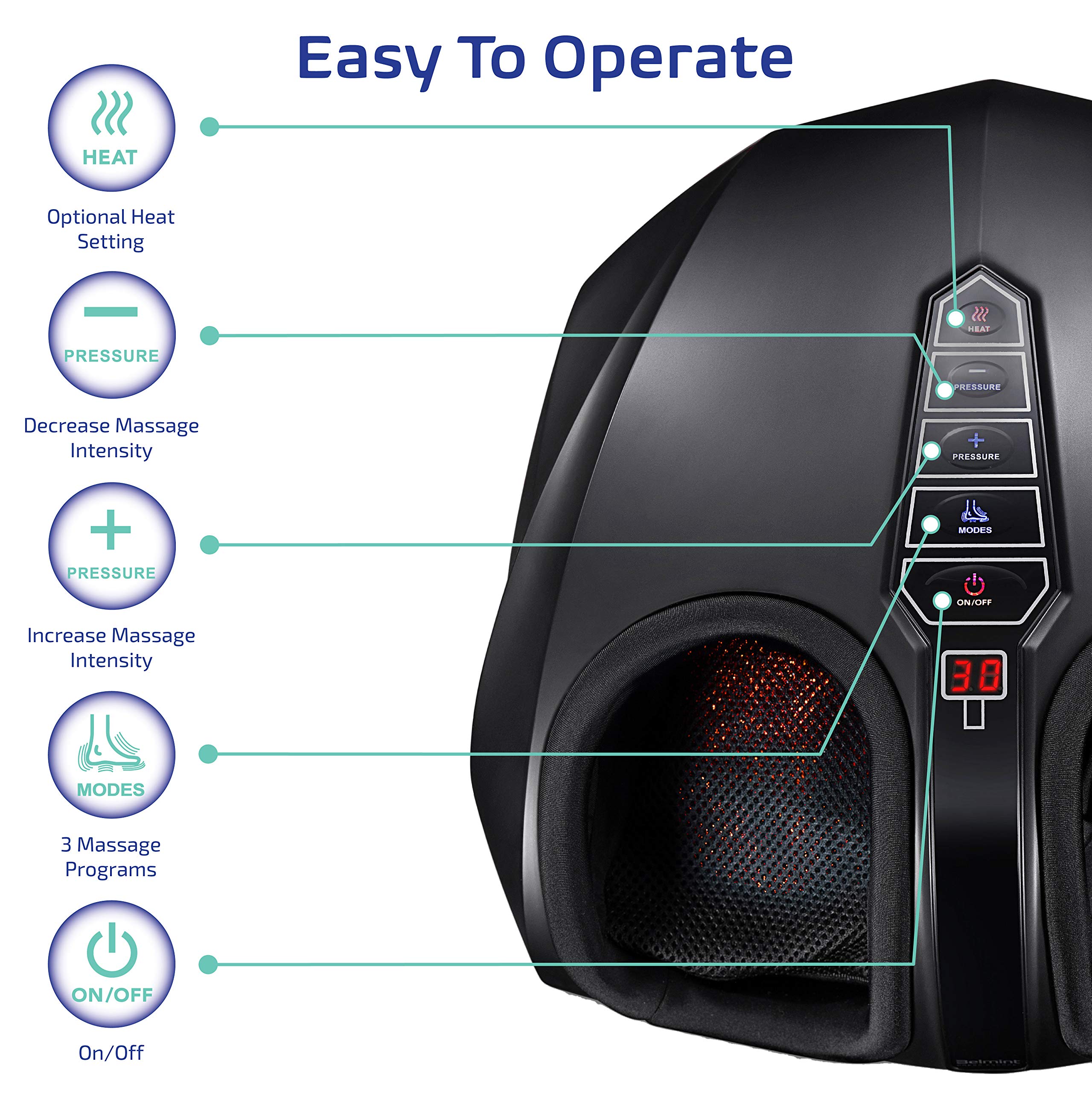 Belmint Foot Massager Machine - Shiatsu Foot Massager with Heat, Deep-Kneading Foot Massager for Plantar Fasciitis, Neuropathy - Unique Gifts for Him Her/Women & Men, Fathers Day Gift Idea Black  U4