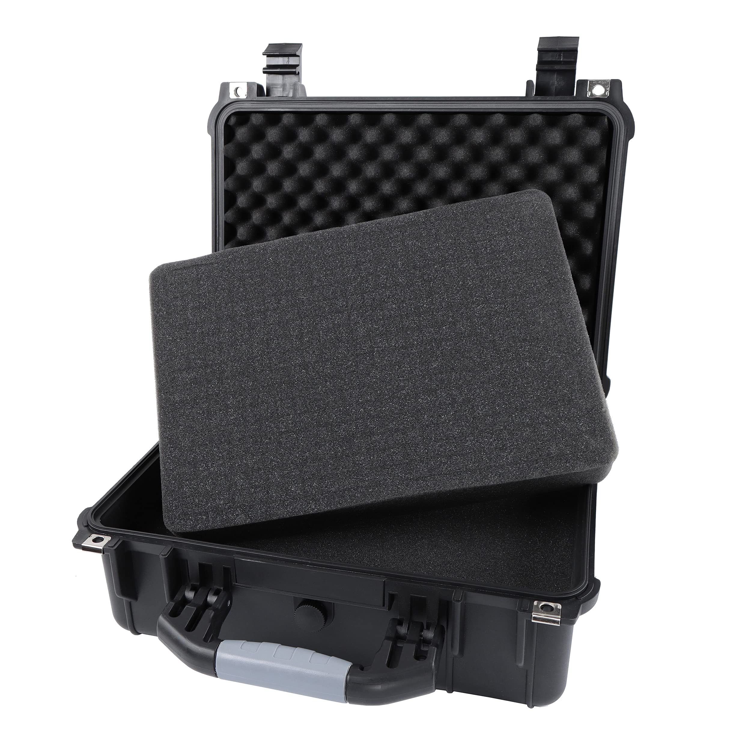 Tactical45 Hard Case with Foam - 16 x 13 x 7in Hard Shell Waterproof Storage Case with Pluck Padding Protective Latching Suitcase for Rifles, Cameras, Handguns, Drones, Guitars, and Electronics U1