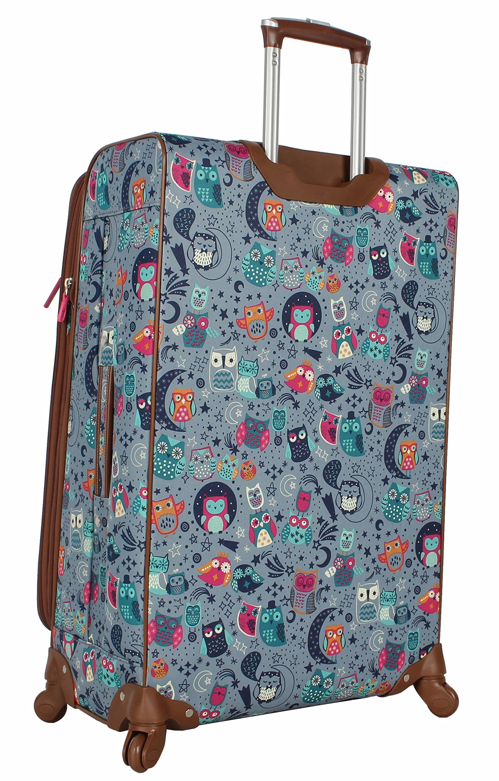 Lily Bloom Design Pattern 28" Luggage Softside Expandable With Double Spinner Wheels, Large Lightweight Suitcase Checked Bag For Women Night Owl 28in U1