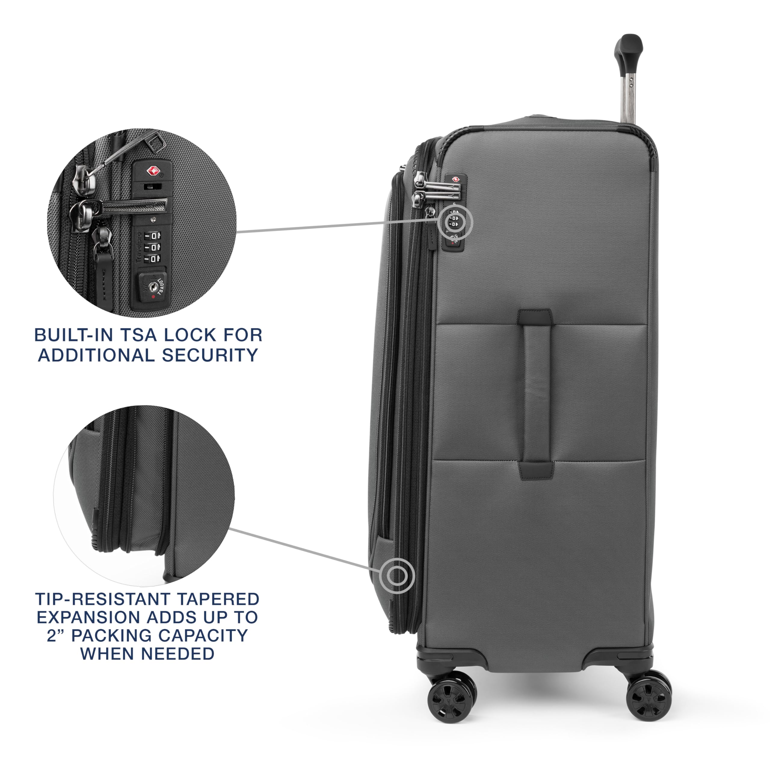 Travelpro Crew Classic Lightweight Softside Expandable Checked Luggage, 8 Wheel Spinner Suitcase, TSA Lock, Men and Women, Checked Large 29-Inch, Titanium Grey Titanium Grey Checked Large U1